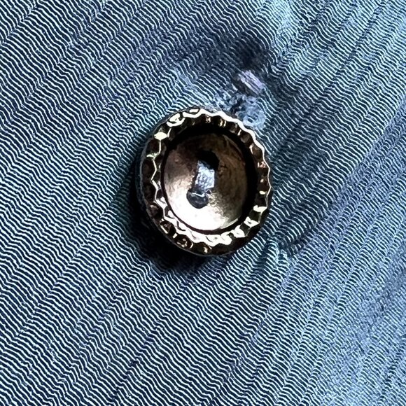 Vintage Carefree Fashions Shirt Skirt Set Size Medium Button Blue Studded Casual - Picture 14 of 16